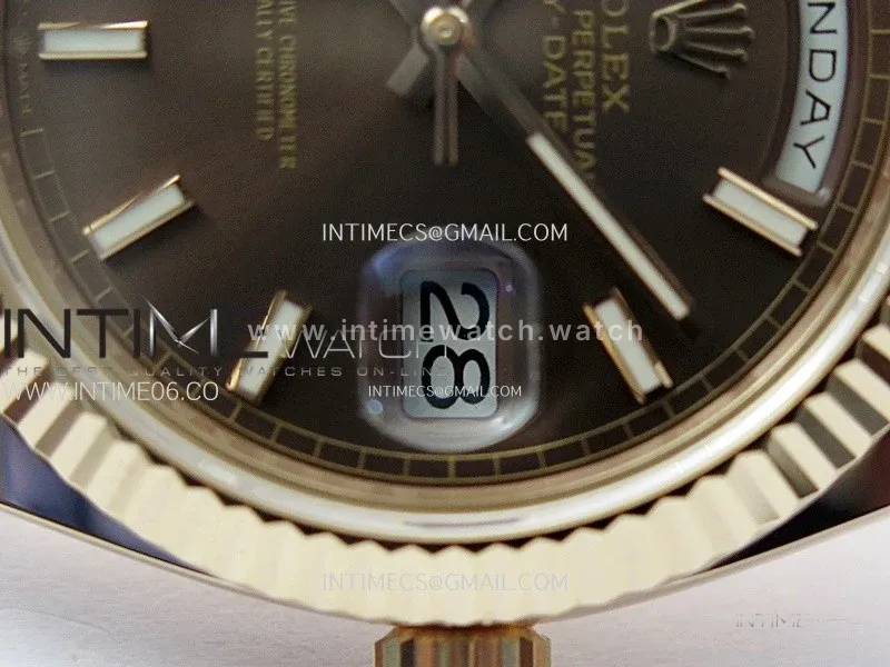 Day Date 228235 40mm 904L RG 1:1 ONE Factory Best Edition Brown Dial Sticks Markers on RG President Bracelet SA3255
