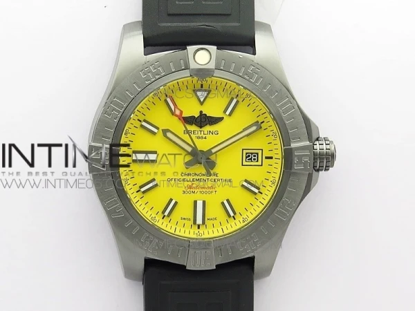 AVENGER Boutique Edition V17310 Ti DLC 1:1 Best Edition Yellow Dial on Rubber Strap A2824