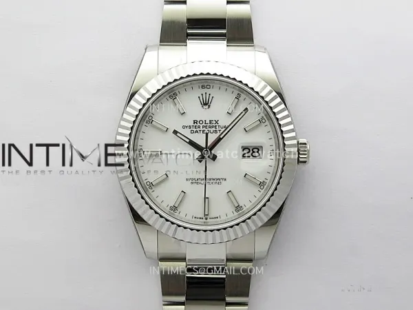 DateJust 41mm 126334 904 SS ONE Factory V2 1:1 Best Edition Fluted Bezel White Dial Sticks Markers on Oyster Bracelet DD3235