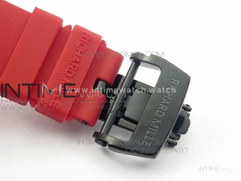 RM 035-2 Red Forged Carbon Red Inner Bezel Skeleton Dial on Red Rubber Strap MIYOTA9015