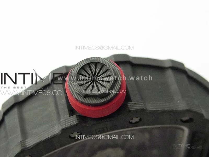 RM035-02 Forged Carbon Case KUF Best Edition Red Crown on Gray Nylon Strap MIYOTA8215