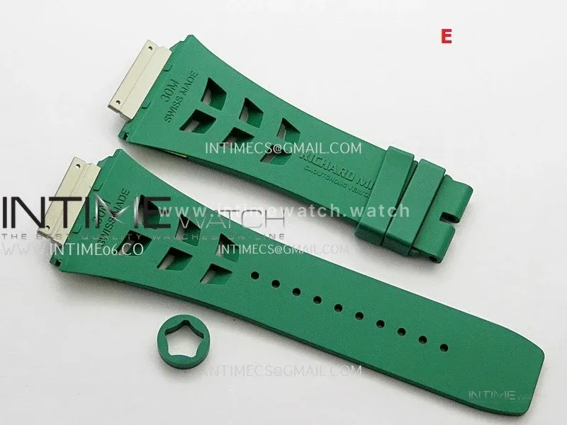 3AF 1:1 Richard Mille Shark Dual Color Rubber Straps Include Crown O Ring For RM055 And RM035 Watches