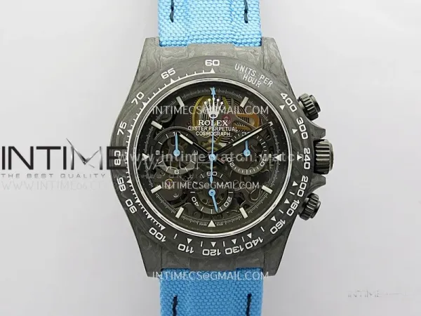 Daytona DIW Carbon Blue Handset GETF Best Edition Skeleton Dial On Blue Nylon Strap SA4130