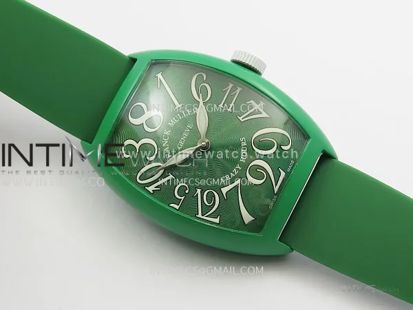 Crazy Hours Real Jumping Hour Green PVD ABF Green Dial On Green Rubber Strap A23J