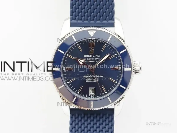 SuperOcean 42mm AB2010 SS GF 1:1 Best Edition Blue Dial Blue Ceramic Bezel on Blue Rubber strap A2824