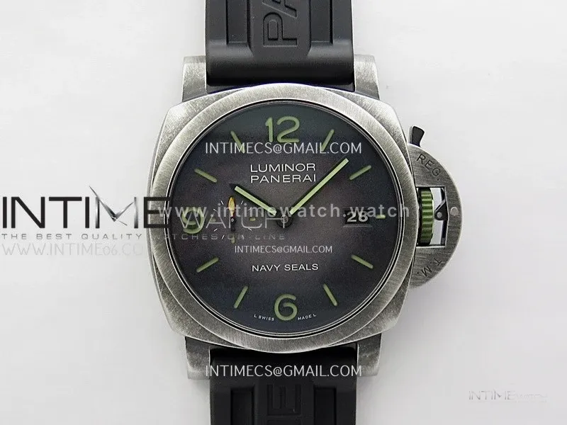 PAM1412 Z Satin-polished steel VSF 1:1 Best Edition Green Shaed Dial on Black Rubber Strap Asian P9010 super clone