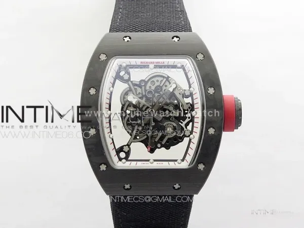 RM055 Real Forged Carbon Case KUF Best Edition Red Crown on Black Nyloyn Strap MIYOTA8215