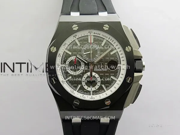 Royal Oak Offshore 44mm Black Ceramic JF 1:1 Best Edition Dark Gray Dial On Black Rubber Strap A3126