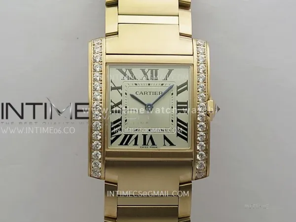 Tank Francaise Ladies 27mm Diamond Bezel RG 8848F 1:1 Best Edition Silver Dial on RG Bracelet Ronda Quartz V2