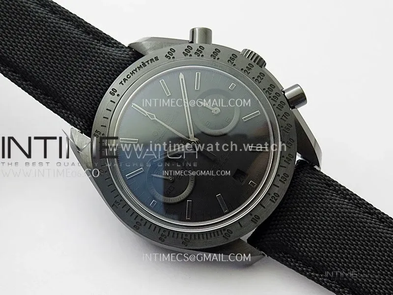 Speedmaster "Dark Side of The Moon" Real Ceramic N1F 1:1 Best Edition Vintage Black Dial on Black Nylon Strap A9300