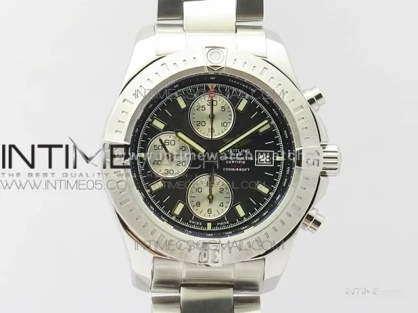 Avenger Chronograph 43mm SS B12F Best Edition Black Dial on SS Bracelet A7750