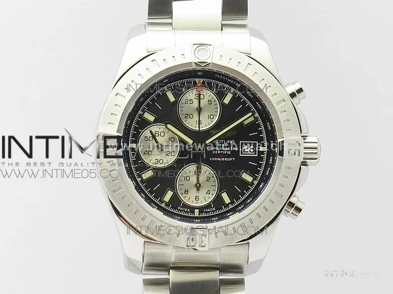 Avenger Chronograph 43mm SS B12F Best Edition Black Dial on SS Bracelet A7750