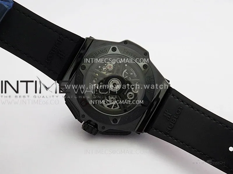 Hublot Big Bang Unico 44mm Carbon/PVD HBBF 1:1 Best Edition Skeleton Dial Red Marker On Colors Gummy Strap A1280