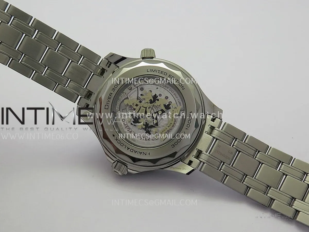 Seamaster Diver 300M 007 Free Sprung ORF 1:1 Black Dial On SS/RG Bracelet Asian Super Clone 8800