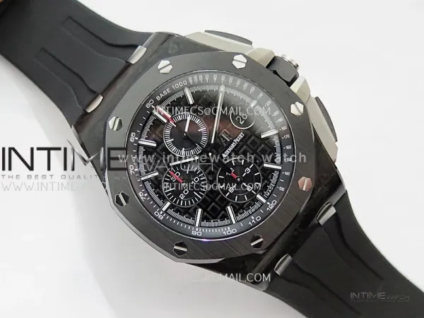 Royal Oak Offshore 44mm Real Carbon APJF 1:1 Best Edition Black Dial on Black Rubber Strap A3126