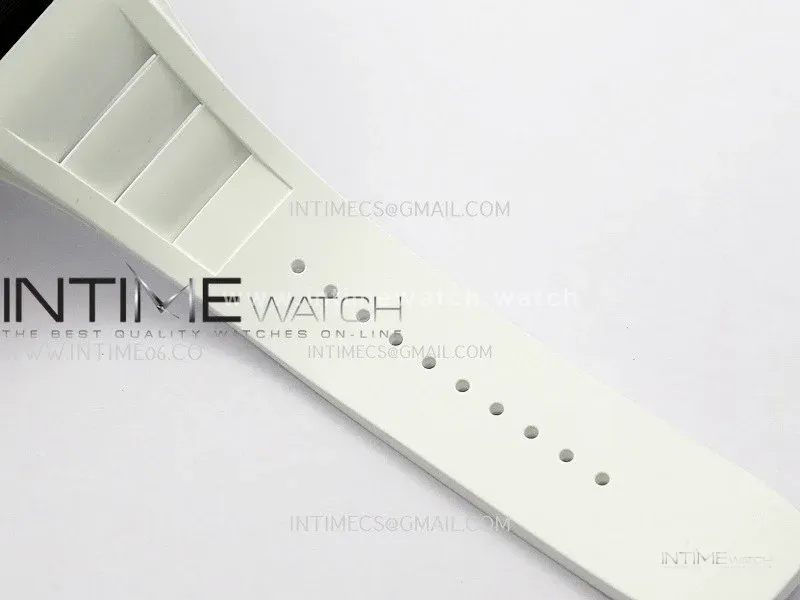 RM055 White Inner Bezel White Crown NTPT ZF 1:1 Best Edition On White Rubber Strap RMUL2 Super Clone V2