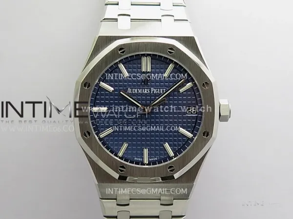 Royal Oak 41mm 15500 SS ZF Free Sprung V4 1:1 Best Edition Blue Textured Dial On SS Bracelet Super Clone A4302