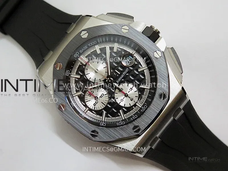 Royal Oak Offshore 44mm SS TKF 1:1 Best Edition Black Dial On Black Rubber Strap A3126