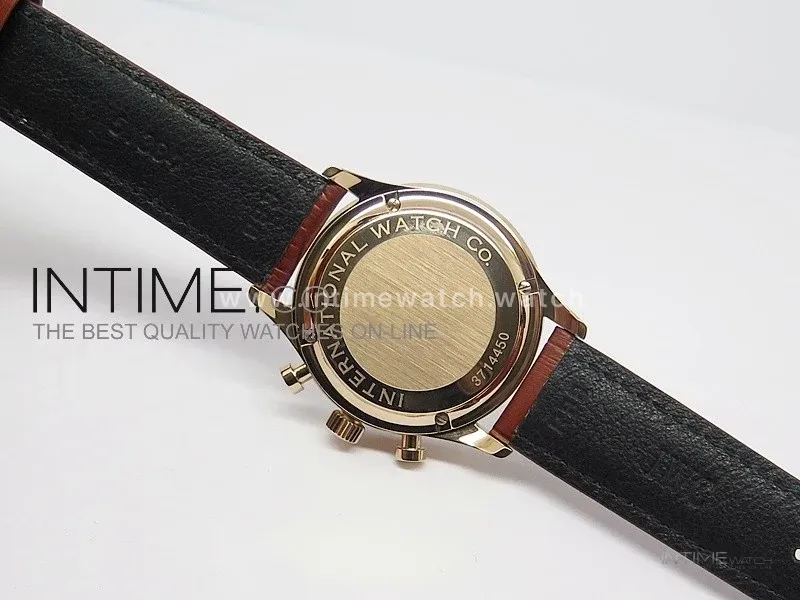 Portuguese 40mm Chrono RG White Dial on Leather Strap A7750