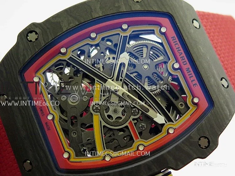 RM67-02 Alexander Black NTPT Umi Office 1:1 Beat Edition Black/Red/Yellow Skeleton Dial On Red Nylon Strap CRMA7 Clone V2