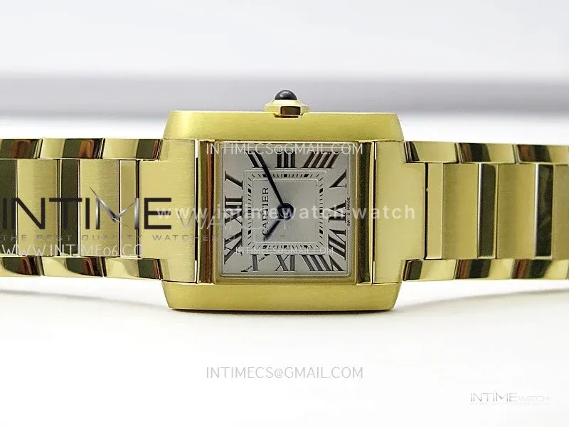 Tank Francaise Ladies 21.2mm YG 8848F 1:1 Best Edition Silver Dial on YG Bracelet Ronda Quartz