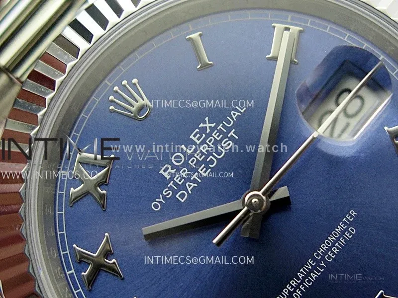 DateJust 41mm 126334 904 SS ONE Factory V2 1:1 Best Edition Fluted Bezel Blue Dial Roman Markers on Oyster Bracelet DD3235