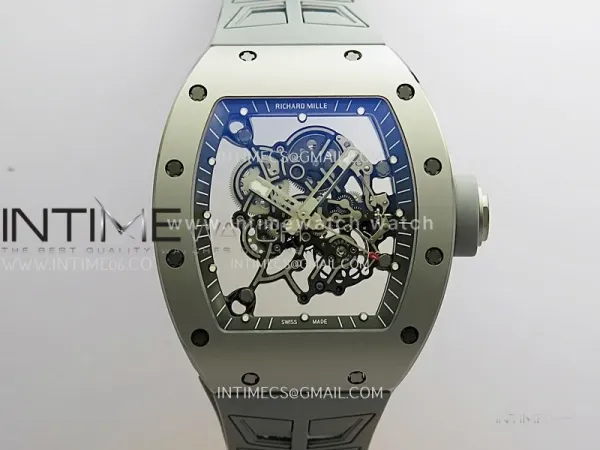 RM055 Gray Ceramic Umi Office 1:1 Best Edition Skeleton Dial Black Rubber Strap RMUL2 Super Clone (Free Sprung)
