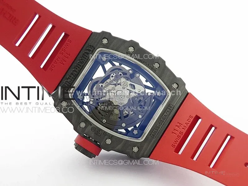RM 035-02 Rafael Nadal NTPT Carbon on Red Rubber Strap