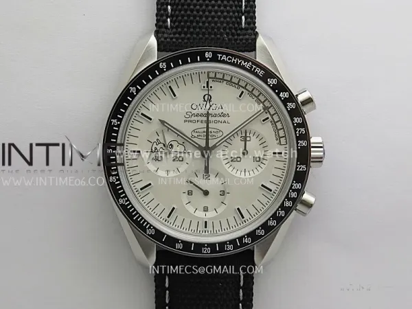 Speedmaster Professional Snoopy SS SMF 1:1 Best Edition Silver Dial Black Marker On Black Nylon Strap A3861(Free SS Bracelet)
