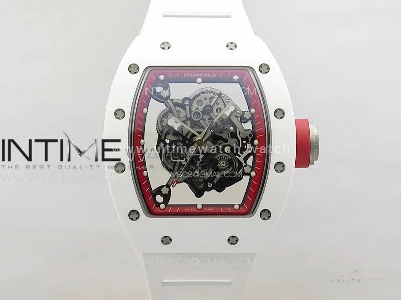 RM055 Real Ceramic Case KUF Best Edition Red Crown on White Rubber Strap MIYOTA8215