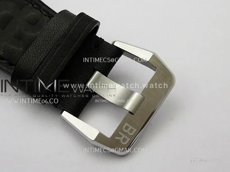 BR03-93 GMT SS B12 Best Edition Black Dial 42mm On Black Leather Strap A2836