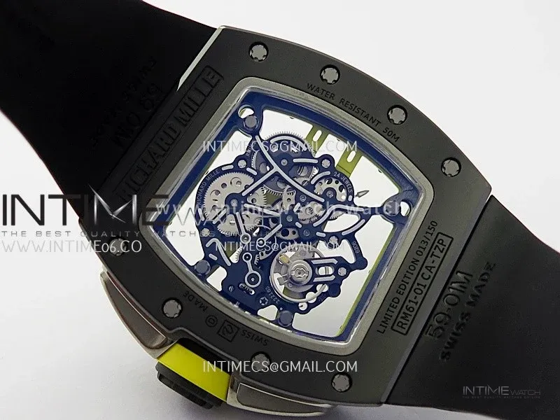 RM061 Black Ceramic ZF 1:1 Best Edition On Black Rubber Strap RMUL2 Super Clone
