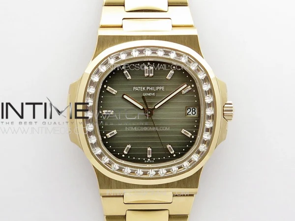 Nautilus 5711/1R T Crystal Bezel PPF V4 1:1 Best Edition Brown Textured Dial on RG Bracelet 324CS