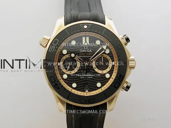 Seamaster 300M Chrono Black Ceramic Bezel RG N1F 1:1 Best Edition Black Dial on Black Rubber Strap A9900