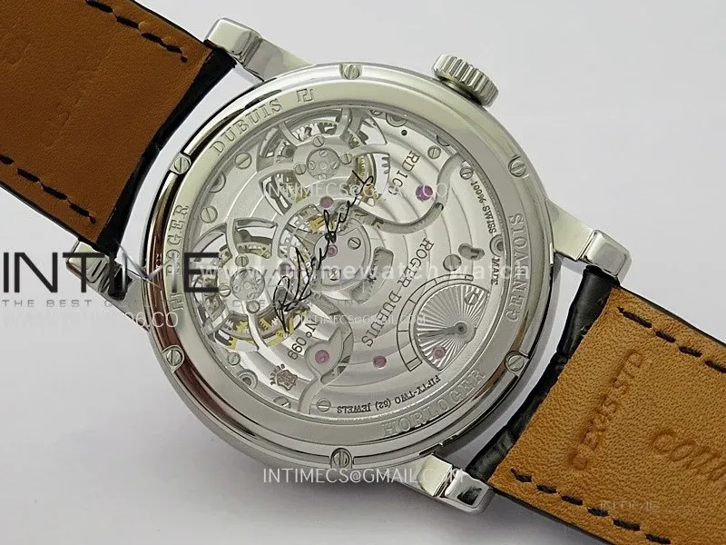 Hommage SS YSF Sliver Dial On Black Croco Leather Strap Double Tourbillon