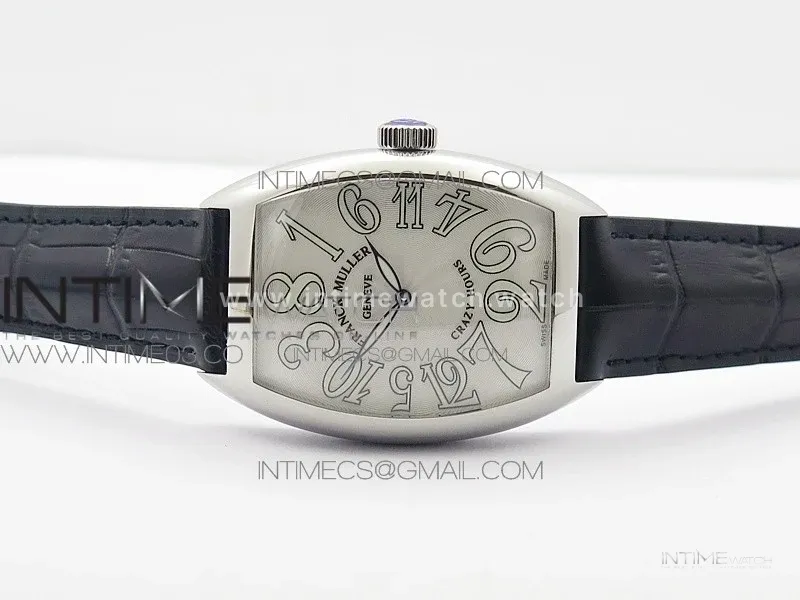 Crazy Hours Real Jumping Hour SS ABF White Dial White Markers on Black Leather Strap A23J