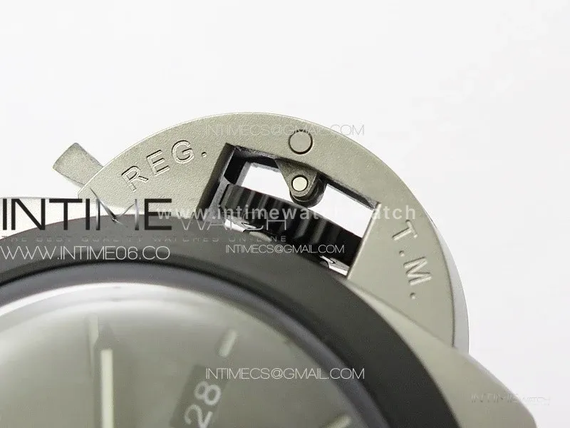 PAM1122 SS/DLC TTF 1:1 Best Edition Gray Dial on Black/Blue Leather Strap P9010
