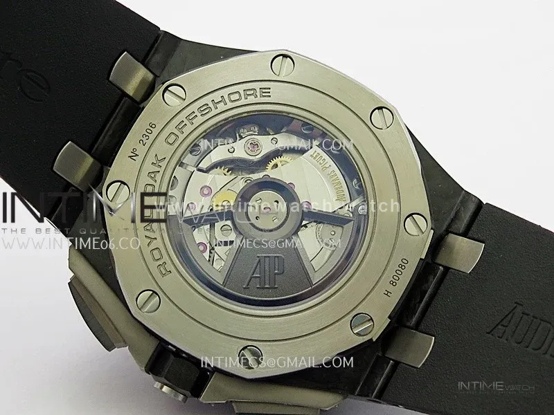 Royal Oak Offshore 44mm Carbon JF 1:1 Best Edition Dark Black Dial On Black Rubber Strap A3126