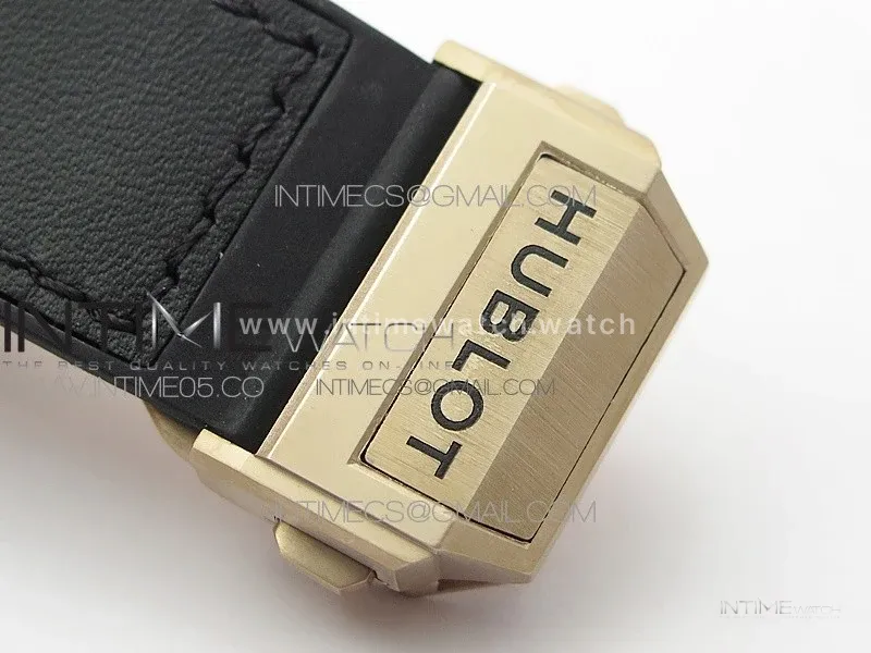 Big Bang Sang Bleu RG Ti Crystal Bezel WWF 1:1 Best Edition Black Skeletonal Dial On Black Gummy Strap Asian HB1213 V2