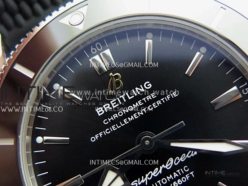 SuperOcean 42mm AB2010 SS GF 1:1 Best Edition Black Dial Black Ceramic Bezel On Black Rubber strap A2824