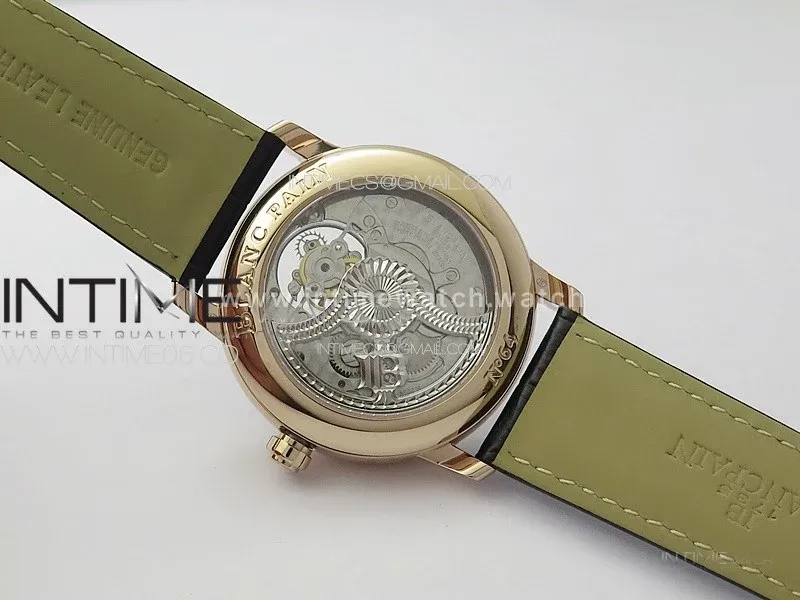 Villeret Tourbillon RG Real PR YSF Best Edition Black Dial on Black Leather Strap