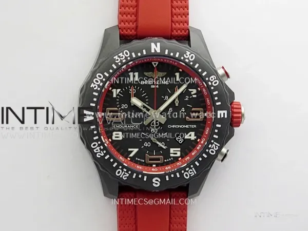 Professional Quartz Chrono Red Inner Bezel 1:1 Best Edition Black Dial On Red Rubber Strap Swiss Ronda