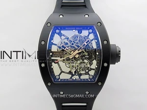 RM035-02 RG Black Ceramic SONIC Best Edition Skeleton Dial on Black Rubber Strap Clone RMUL1
