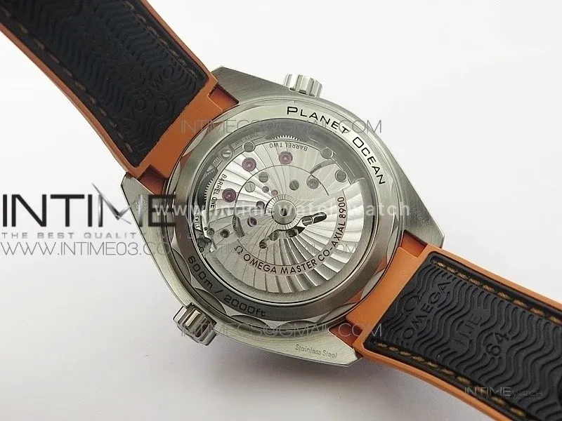Planet Ocean 43.5mm SS VSF 1:1 Best Edition Black/Orange Bezel Black Dial on Black Nylon Strap A8900 Super Clone
