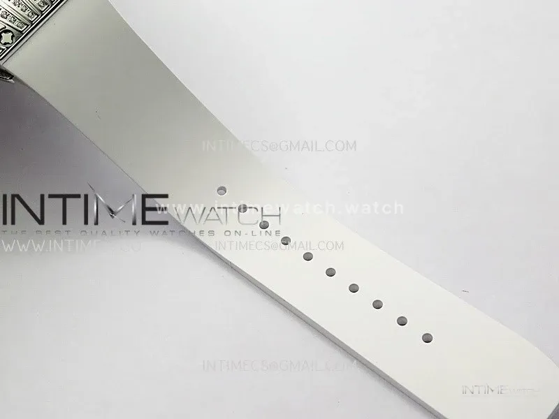 RM07 Paved Diamonds Bezel SS ZF Best Edition Diamond Skeleton Dial On White Rubber Strap Asian CRMA2 Clone