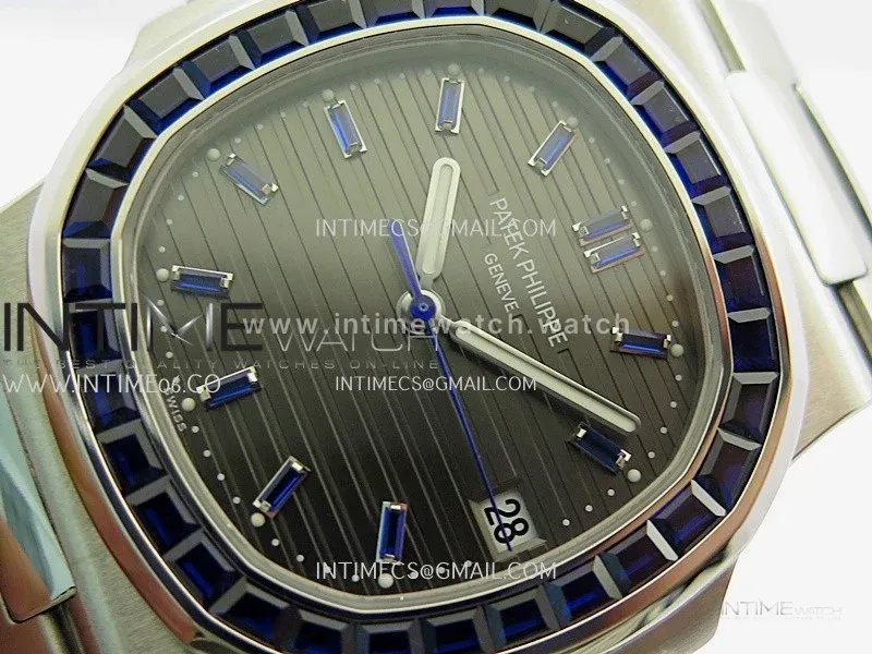 Nautilus 5711/1A Blue T Diamond SS GRF 1:1 Best Edition Gray Textured Dial On SS Bracelet Asian 26-330