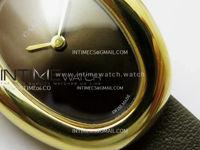 Baignoire Watch YG AF 1:1 Best Edition Brown Dial On Brown Croco Strap RONDA Quartz
