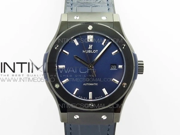 Classic Fusion 42mm DLC B50F Blue Dial On Blue Gummy Strap A2892