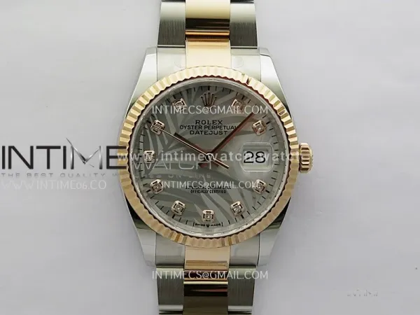 DateJust 126233 36mm 904L SS/RG ONE Factory 1:1 Best Edition Silver Leaves Dial Diamond Marker On Oyster Bracelet DD3235