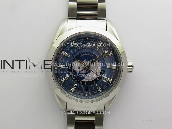 Aqua Terra 150M World Time 24 Hours SS VRS 1:1 Summer Blue Dial On SS Bracelet Super Clone 8938
